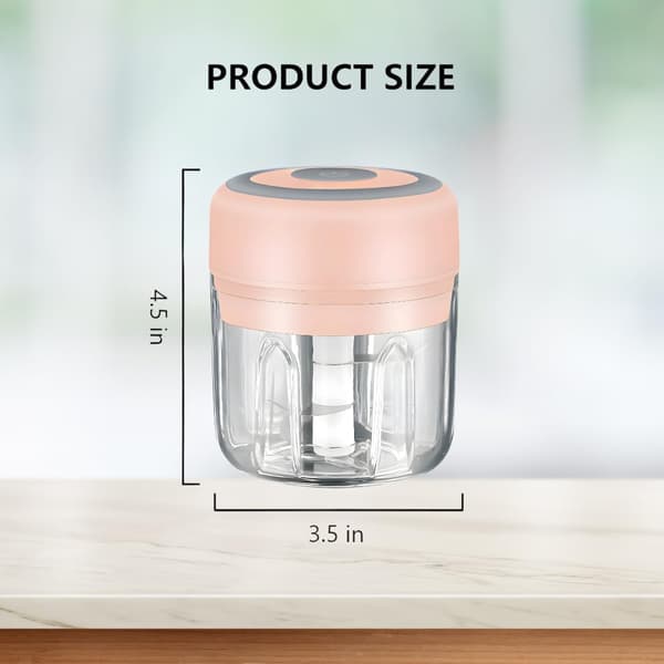 ROSA - Mini elektrisk matberedare och vitlökshackare - 250 ml, USB-laddning, 3 blad - Perfekt för att hacka grönsaker, peppar White