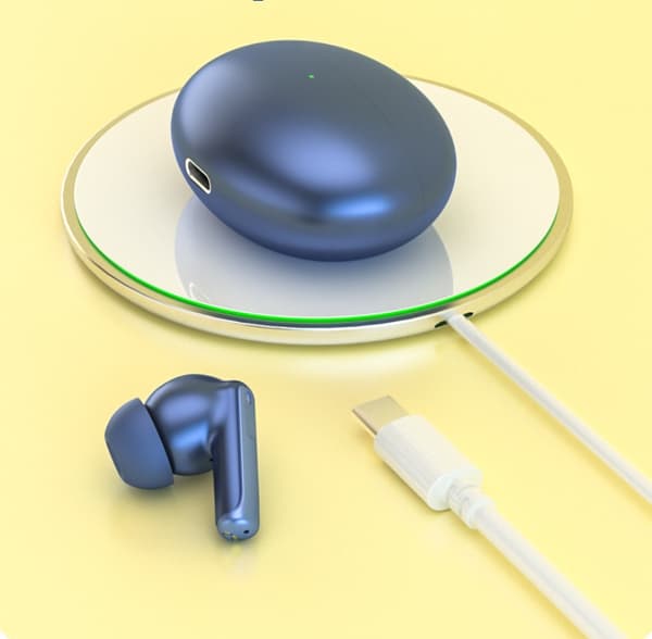 Aktive støyreduserende ørepropper, True Wireless ørepropper med rik bass, overlegen lydkvalitet støyreduserende mikrofon for samtaler (blå)