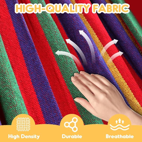 Outdoor Camping Hammock, Portable and Lightweight Canvas Hammock, Includes Straps and Storage Bag, Red