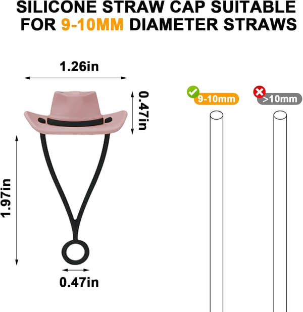 4-pakning Silikon Cowboyhatt Sugerrørbeskyttere Kompatible med Stanley Cup Søte Sugerrørstopper Sugerrørspissbeskyttere Støvtette Sugerrørhatter for Mann Kvinne for