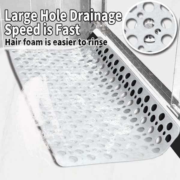 Non-slip shower mat, square bath mat 43x75cm, machine washable non-slip bath mat with suction cup, grey
