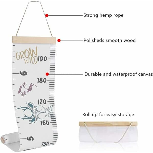 Kids Growth Chart Wall Graded Ruler Height Chart Growth Chart Stickers Self-Adhesive Kids Room Wall Decoration (1)-