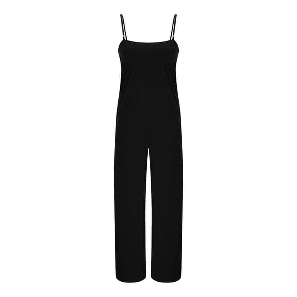 Women's Wide Leg Spaghetti Strap One-Piece Jumpsuit Dark Grey XL Dark Grey XL