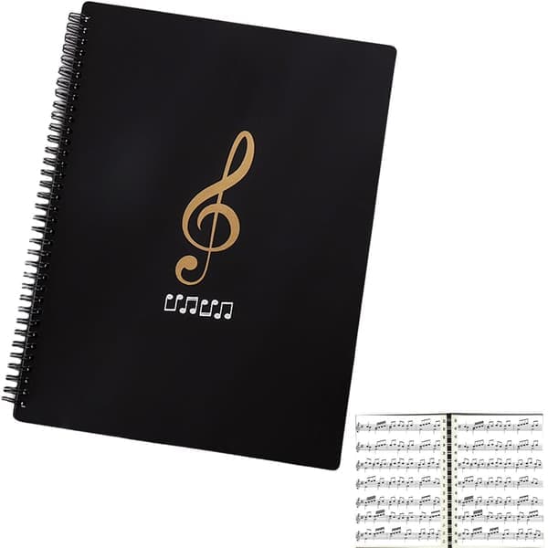 Vandtæt A4 Musikmappe - Med 60 Lommer - Til Musikere og Bands - Sort