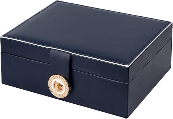Jewelry Box Storage for Necklaces Earrings Bracelets Rings Large PU Leather with 3-Layer Stackable Jewelry Box Stand Blue Blue