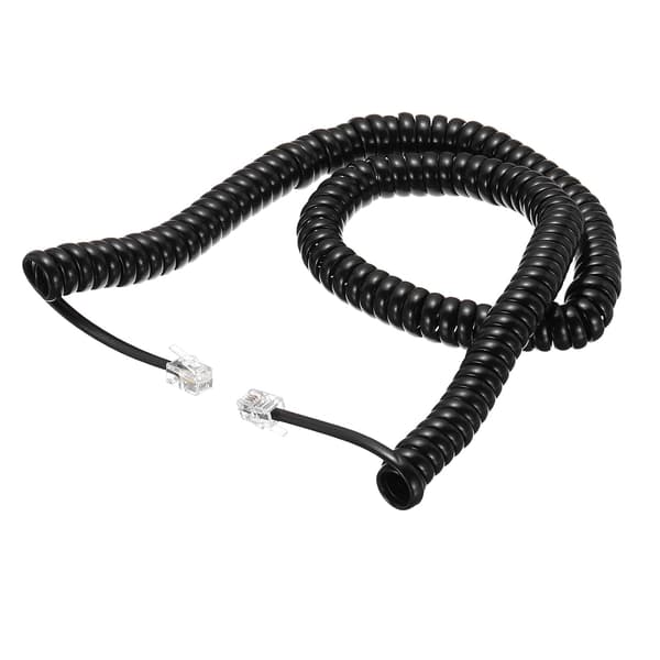 Telefonledning til fastnettelefon, 4,8 m uoprulllet/0,76 m oprullet RJ9 4P4C telefonrør uden sammenfiltring, sort White SQUARE