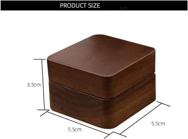 Square Wooden Ring Box for 2 Rings, Handmade Jewelry Storage Box, E