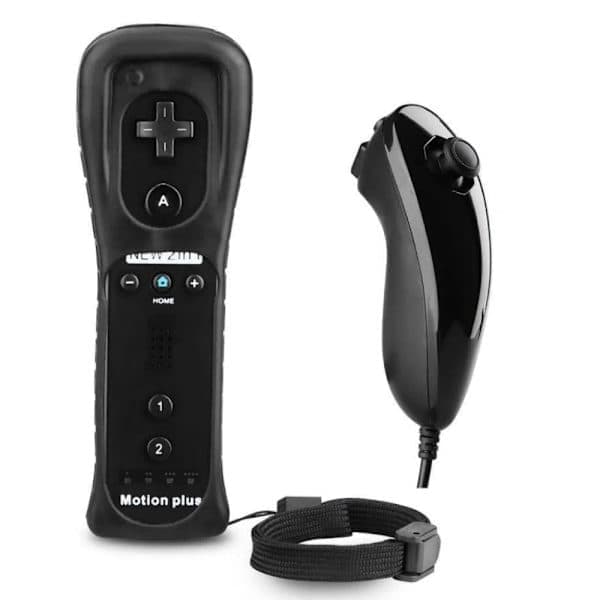 Wii Game Controller 2 in 1 Left and Right Handle Wii Game Controller Built-in Accelerator 2-pack with Nunchuck, Remote Control