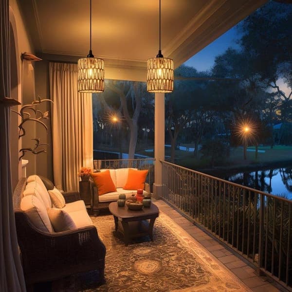 Ceiling lamp with remote control - decorative rattan lamp with bulb, battery-powered pendant lamp No remote control No remote control