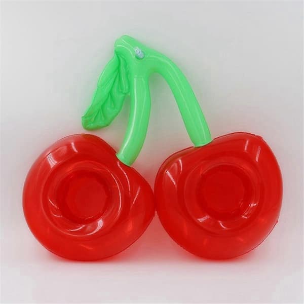 1 pc Floating Inflatable Cup Holder Pool Drink Inflatable Ring Pool Double Mouth Cherry Cup Holder (FMY) As Shown As Shown