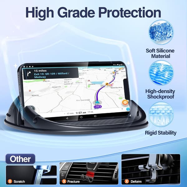 Car Phone Holder, Silicone Mat for Various Dashboards, Non-Slip Desktop Phone Stand