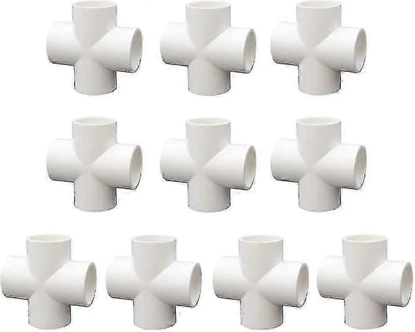 10 Stk PVC 4-veis kryss for konstruksjon av kraftig drivhusramme møbelkoblinger 20mm