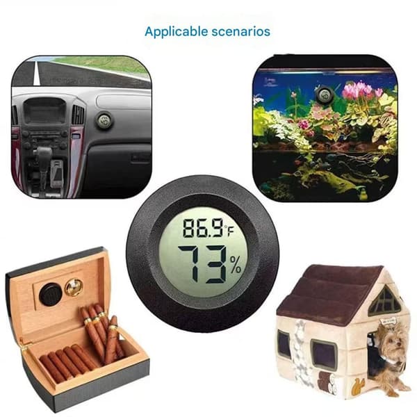 Built-in Digital Hygrometer with External Probe for Aquarium Wine Cabinet Car White White