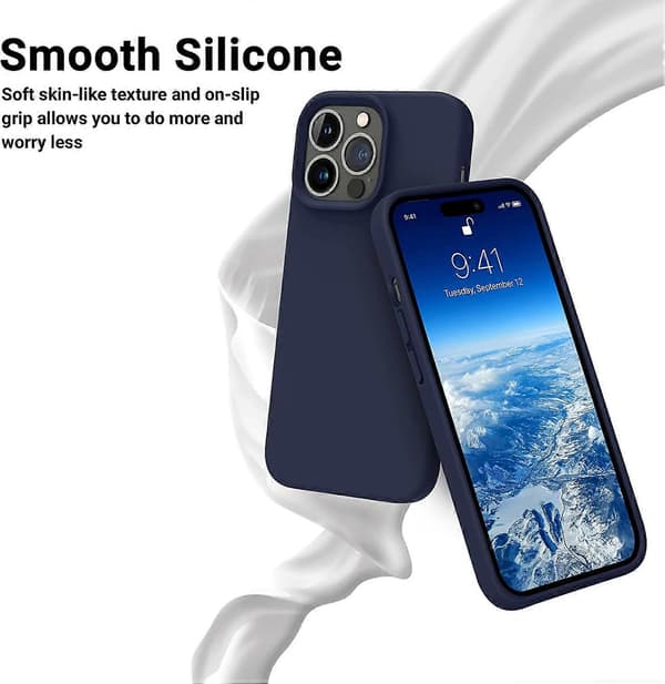 Designed for iPhone 14 Pro Case, Silicone Shockproof Slim Thin Phone Cover for iPhone 14 Pro 6.1 inch (Midnight Blue)