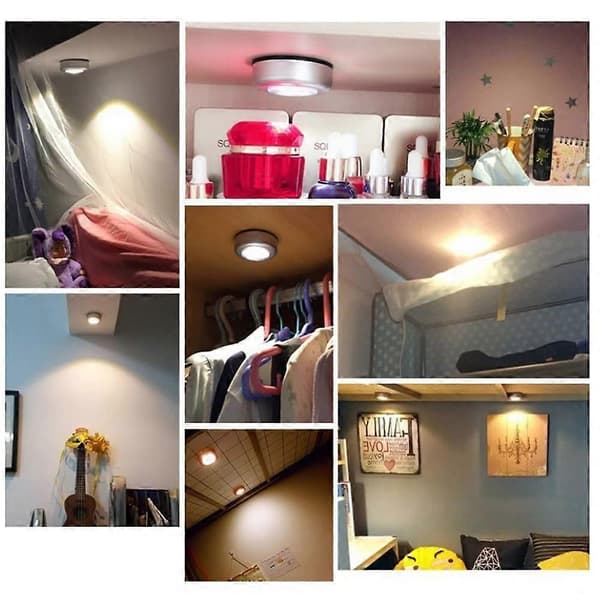 4-pack Touch Light LED Battery Operated Lights for Closets, Cabinets, Counters or Home Office, Wireless Touch Light Fixtures