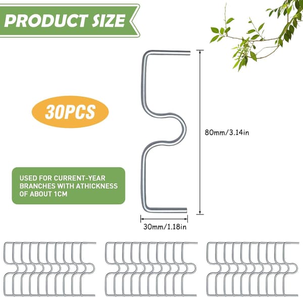 30 Pieces Fruit Tree Branch Spreaders, Fruit Branch Holders, Metal Branch Clips for Garden Branches, for Spreading and Stretching Fruit Tree Branches
