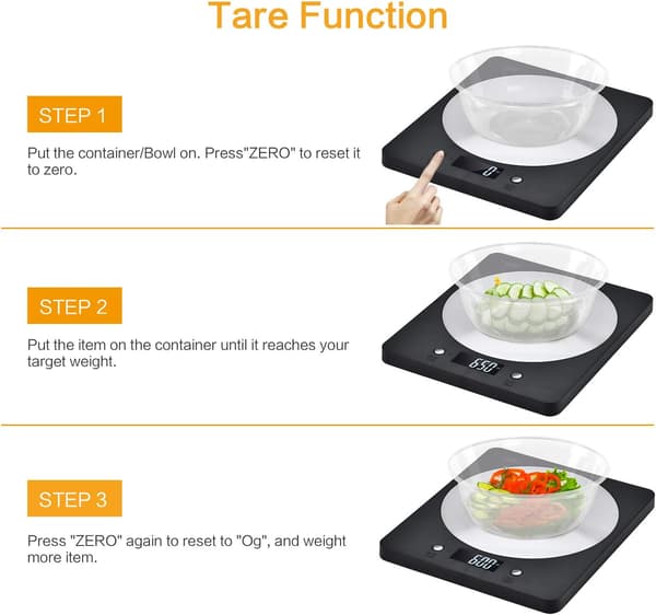 Digital Kitchen Scale, 11lb/5kg Electronic Cooking Scale with LCD Display Stainless Steel Platform Scale Baking & Cooking