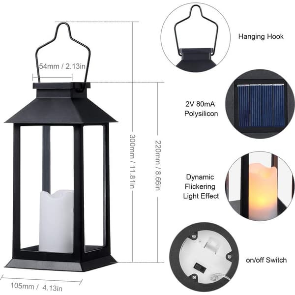 Dekorativ LED-solcellelykt – Robust ABS-materiale – Opptil 8 timers lys – Retrodesign med rombisk mønster