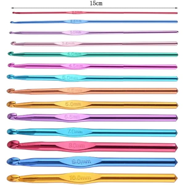 14 Pieces Aluminum Crochet Hooks, Multicolor Knitting Needles Craft Making Tools Yarn Set 2mm-10mm