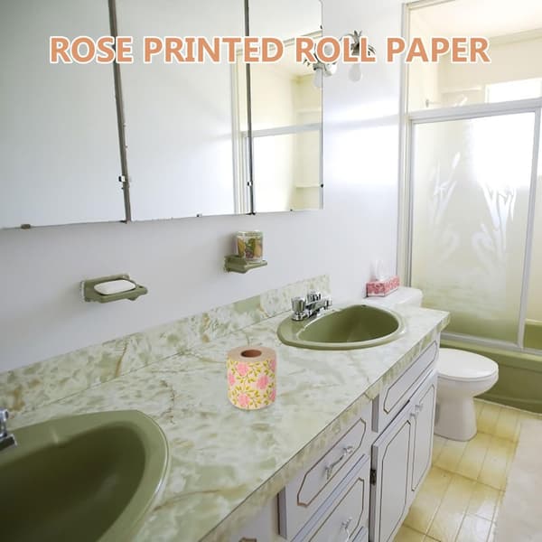 Bamboo Pulp Toilet Roll with Rose Pattern, Bulk Toilet Paper for Bathroom Cleaning