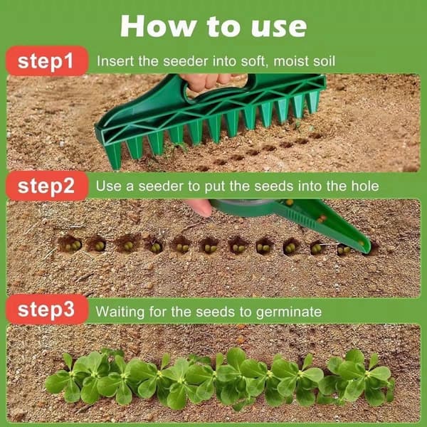 Seed Planter, Seed Spacing Tool, Vegetable Planter, Garden Tool for Soil Loosening