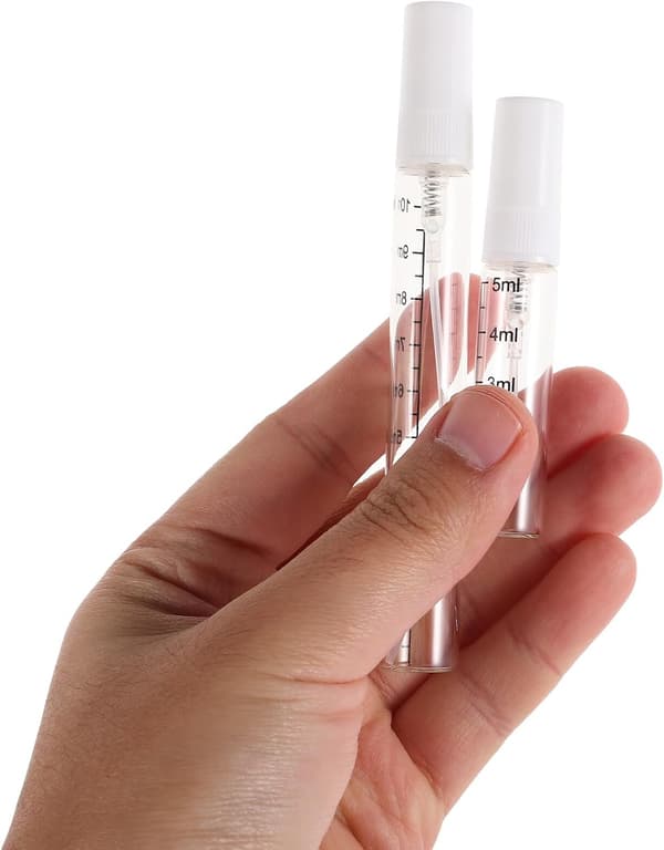 10 st parfymsprayflaskor i glas 5 ml 10 ml påfyllningsbara provflaskor med finfördelare, bärbar resestorlek för toalettartiklar och smink