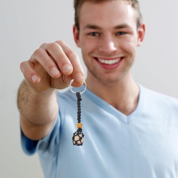 Adjustable Black Hand-Woven Mesh Bag Keychain 2 Pcs, Portable Crystal Cage Key Holder