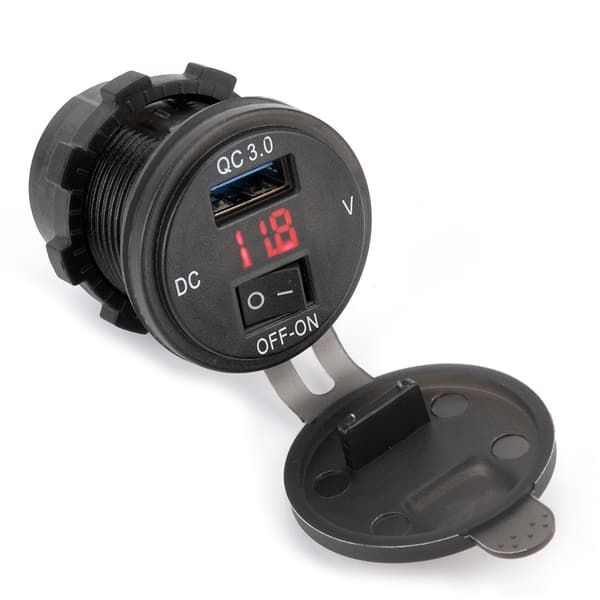 USB Hurtigoplader LED Digital Display med Tænd/Sluk-knap til Motorcykel Bil