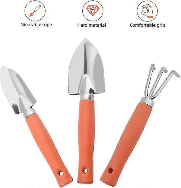 3-piece mini garden set, mini garden tools, plant tool set, with handle