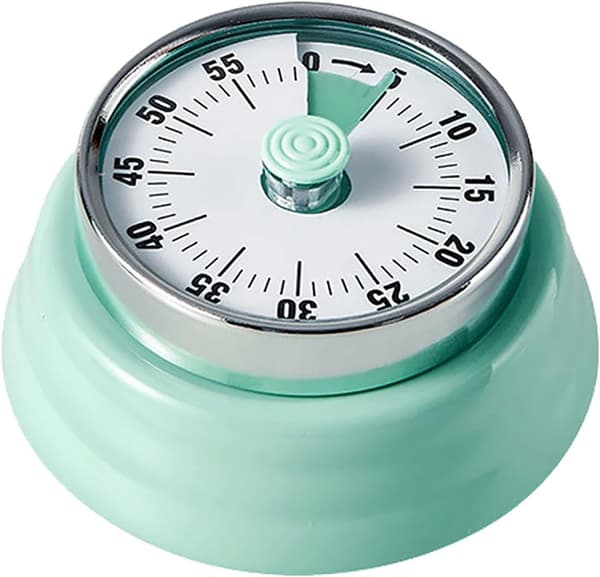 Vintage Kjøkkentimer i Rustfritt Stål med Magnetisk Bakside, 60-Minutters Nedtelling og Høy Ring - Ideell Mekanisk Timer (Grønn)