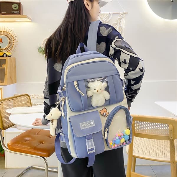 Korean Ita Backpack, Transparent Pin Display School Bag, Cute Transparent Student Backpack**pink pink