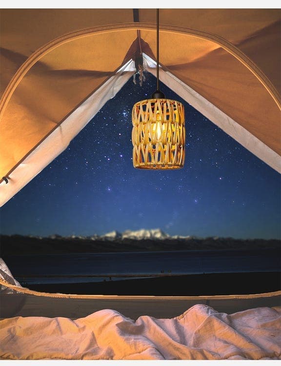 Ceiling lamp with remote control - decorative rattan lamp with bulb, battery-powered pendant lamp No remote control No remote control