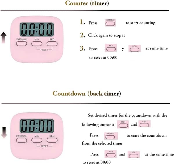 Køkkentimer med stort LCD-display, digital køkkentimer med høj alarm