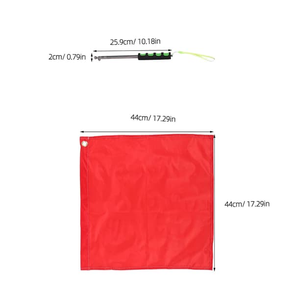 Horse Training Signal Flag with 1.2m Telescopic Green Handle, Red Referee Flag