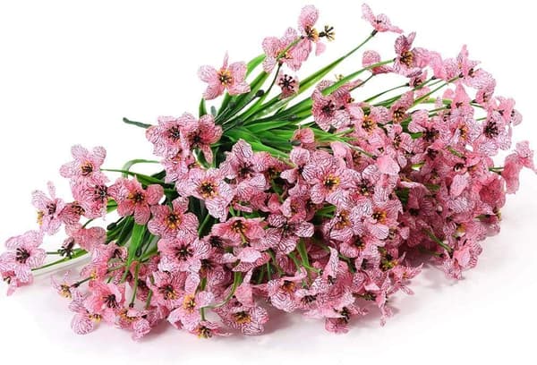 6 st konstgjorda violer, utomhus blekningsfria blommor (rosa)
