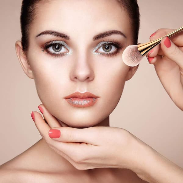 2 stk. store mineralpudderbørster, bløde, fluffy makeupbørster til foundation, blush og highlighter, professionelt makeupbørstesæt til blending, polering