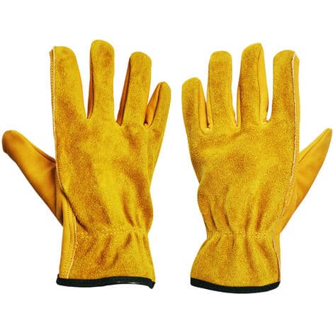 Tornbestandige havehandsker til mænd og kvinder, gule læderhandsker til arbejde, havehandsker til hele kroppen, XL