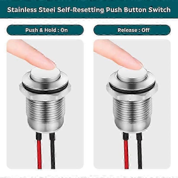 6 Pcs Push Buttons, 12mm Momentary Push Button, Waterproof Metal Button, Protruding Push Button with Cable