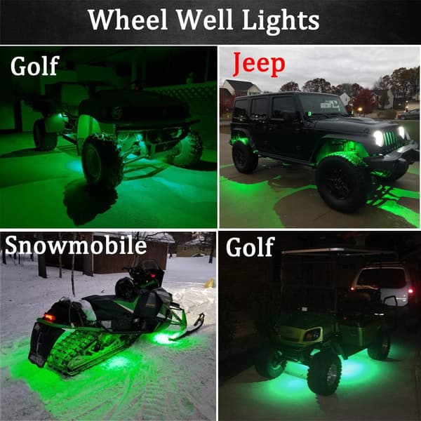 10-pakning LED-steinlys, stripelys, hjulhuslys, underglød LED-lys for lastebiler, golfbiler, Jeep Wrangler
