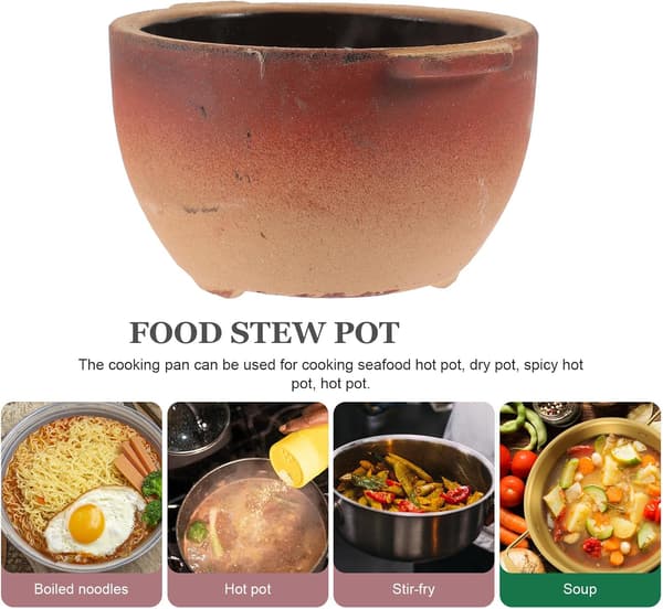 Kitchen Pot Stew Pot 700ml Ceramic Clay Double Handles Fast Heating Household Pot Essential