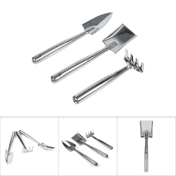 3x Mini Spade Rake Hageverktøy i Rustfritt Stål for Barns Hagelek