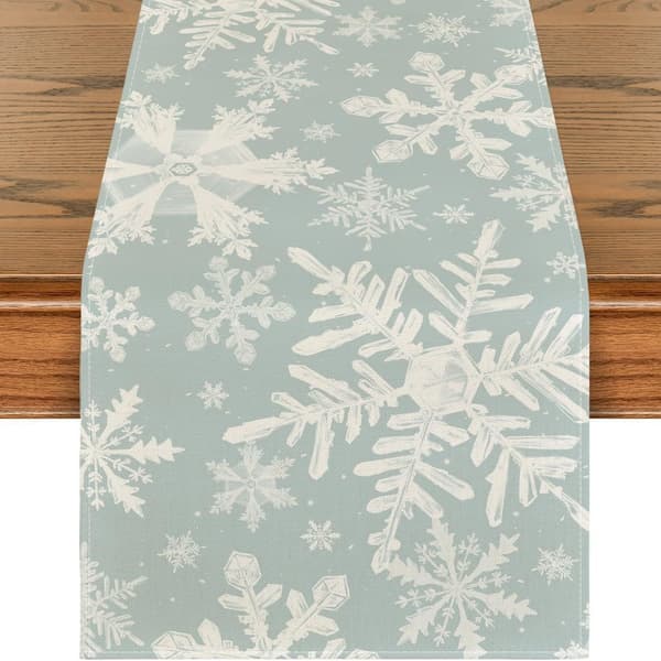 Christmas Grey Snowflake Table Runner Winter Kitchen Table Decoration/33x229cm