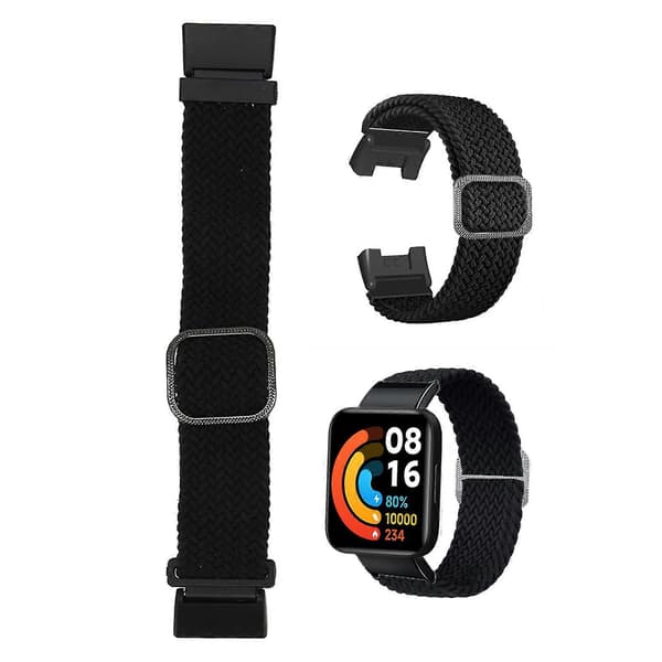 Elastisk urrem, der passer til Redmi Watch 2 Justerbar legeringsforbindelse Vævet nylon sportsurrem til kvinder og mænd