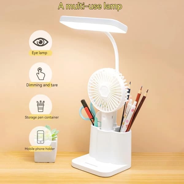 Table Lamp Three-Color Eye Protection 3 Speeds Dimmable USB Rechargeable Night Light Leather Table Lamp Bedroom Desk