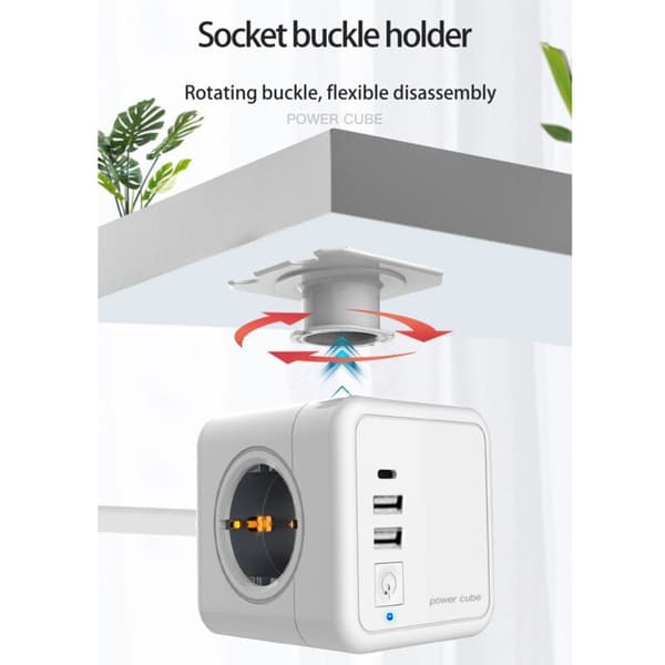 European Smart Socket Adapter with Surge Protection, Square Extension Wall Socket, E01-EU Socket