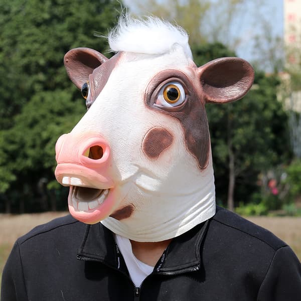 Halloween Kostymfest Latex Mask Dyrehode Ku