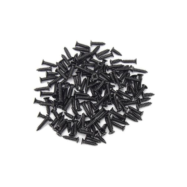 100 stk. træskruer, lille hoved, kanskruer, sorte stålskruer til MDF spånplader, skabe, møbelbeslag M4 x 16mm