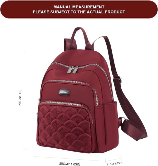 Women's Backpack Nylon Casual Backpacks (Wine Red)
