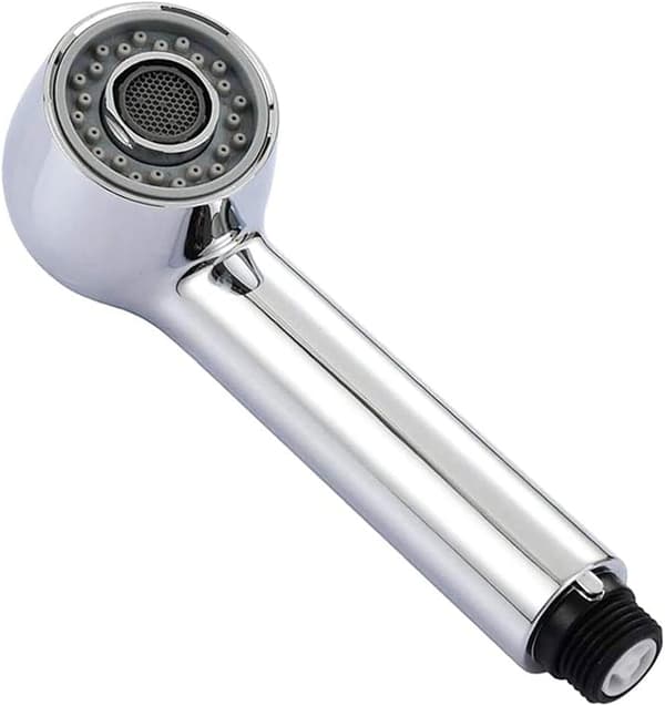 Replacement Shower Head with 2 Spray Modes, Hand Shower for Kitchen, Flat Shower Replacement Head for Kitchen Faucets and Sink Faucets, Chrome