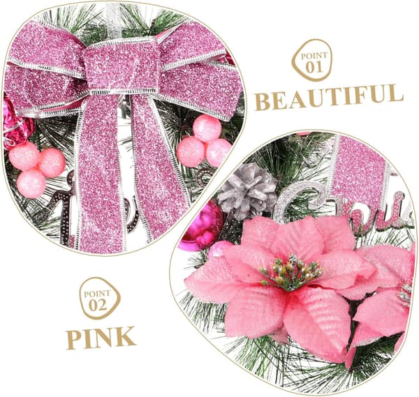 Artificial Pine Wreath with Berries and Bow for Christmas Home Decor
